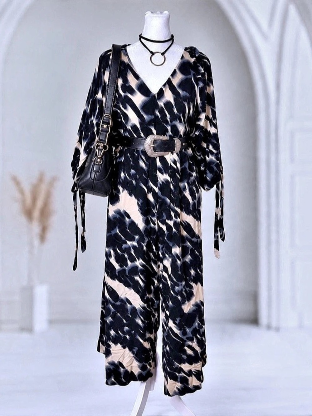 ASOS Size US 8 Abstract Print Wide Leg Jumpsuit Boho Chic